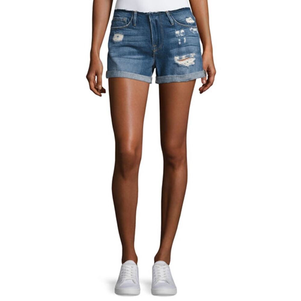 FRAME Le Cutoff Cuffed Frayed Waist Denim Shorts Glenbarr Size 24